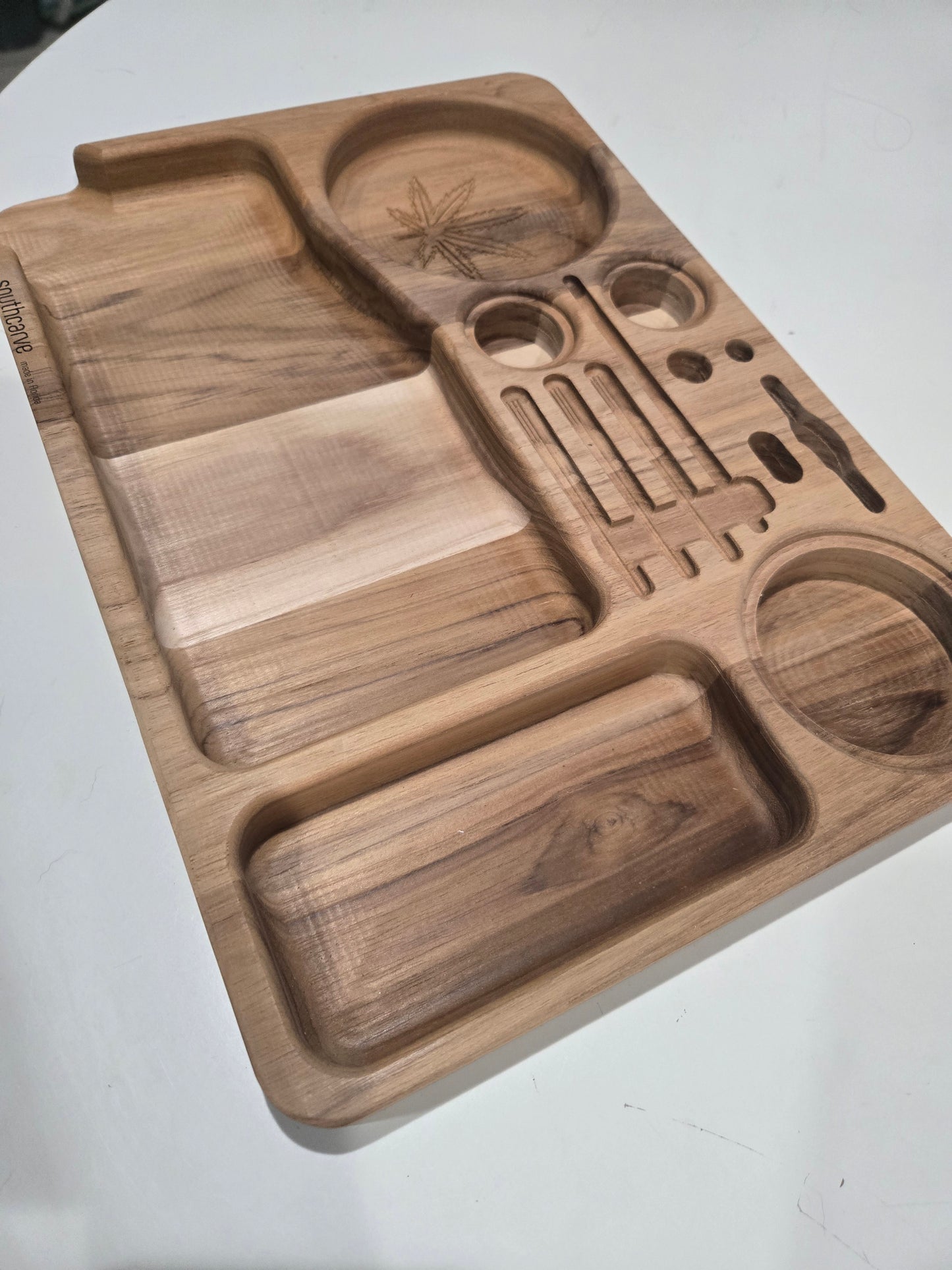 solid teak rolling tray