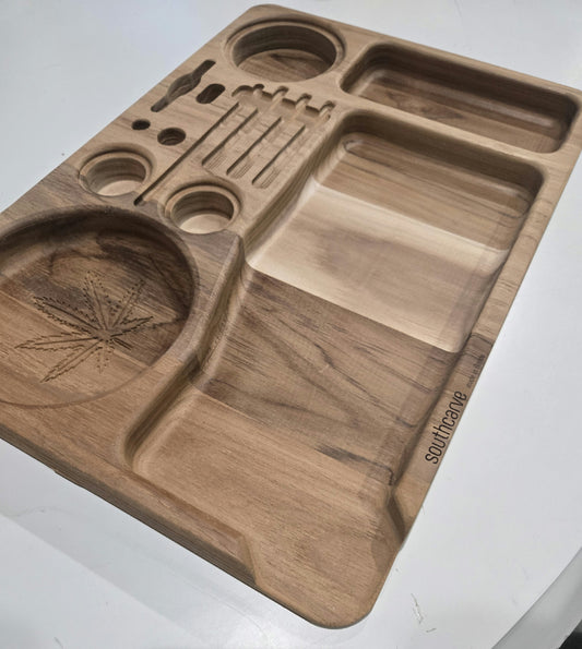 solid teak rolling tray